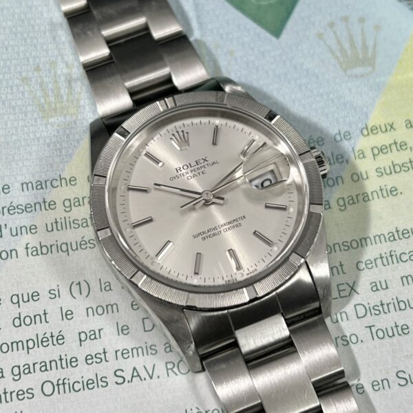 ROLEX OYSTER PERPETUAL DATE 34 REF. 15210 SILVER FULL SET