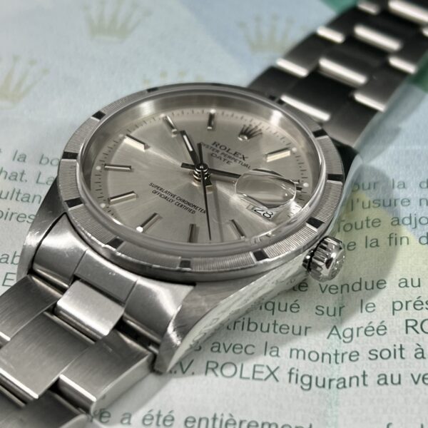 ROLEX OYSTER PERPETUAL DATE 34 REF. 15210 SILVER FULL SET - Image 3