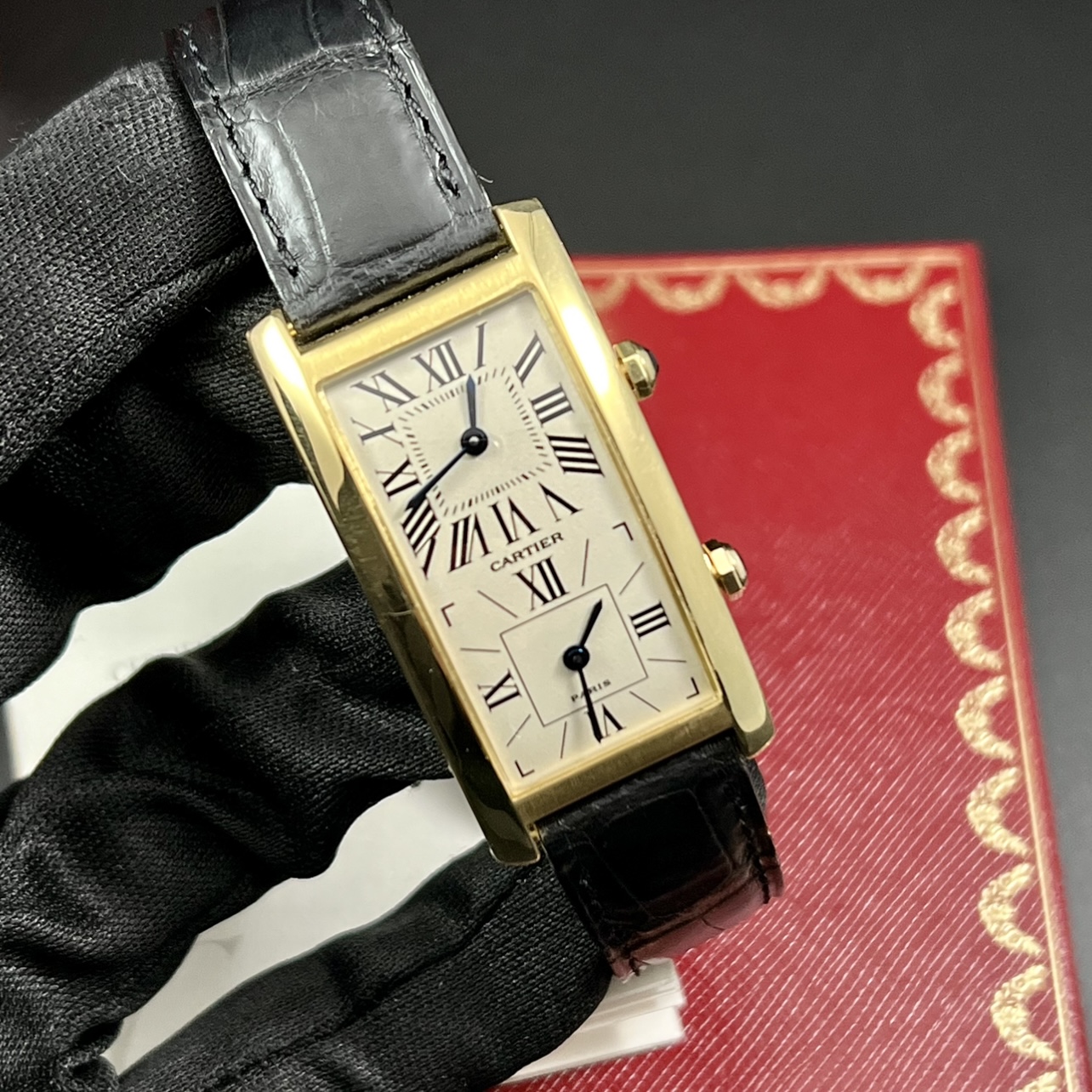 *RARE* CARTIER TANK CINTREE DUAL TIME YELLOW GOLD LIMITED EDITION FULL ...