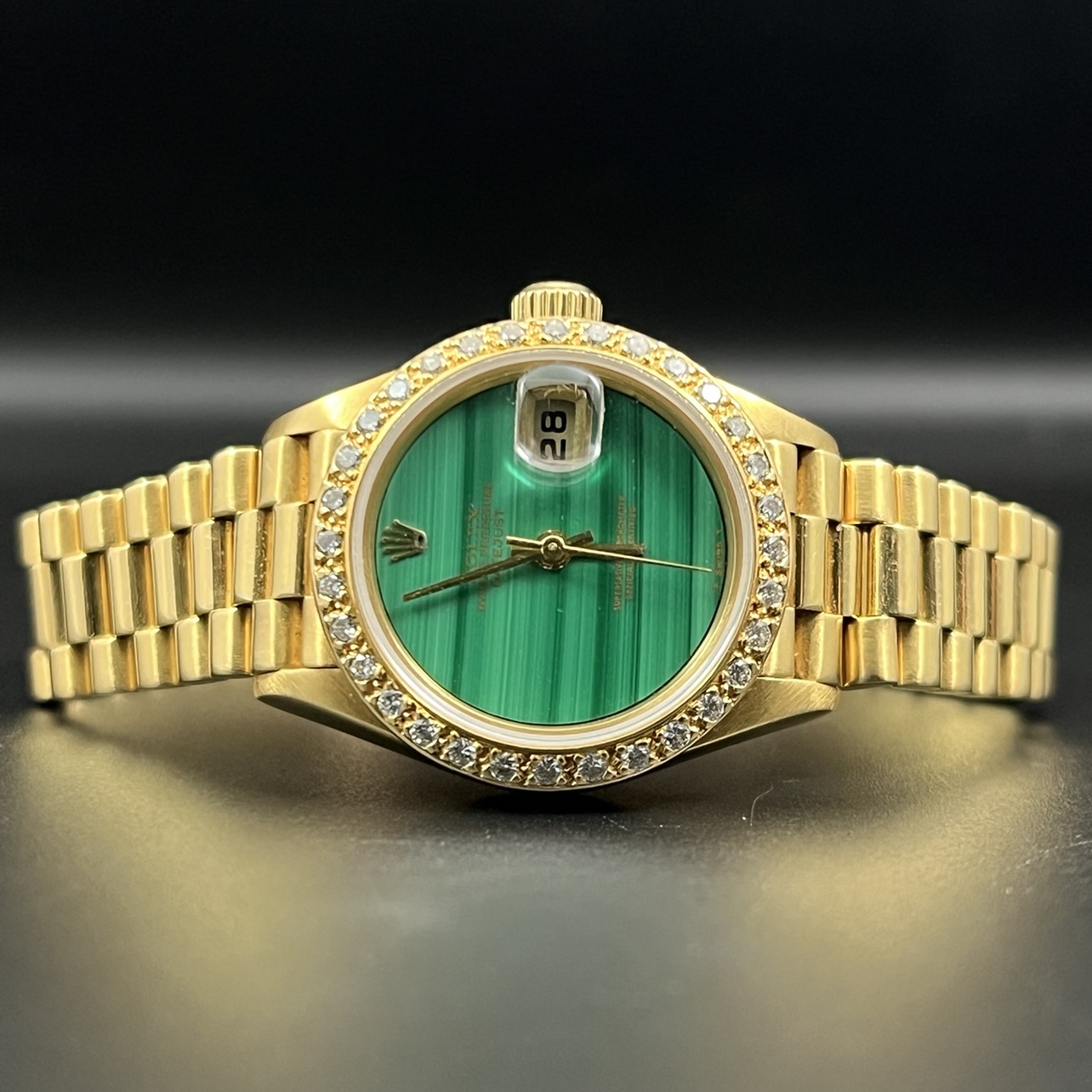 FACTORY MALACHITE DIAL ROLEX LADY DATEJUST 26 REF. 79178 YELLOW