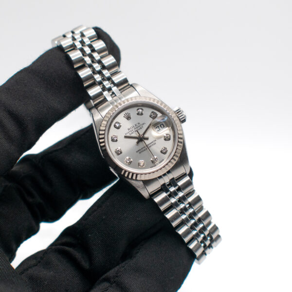 ROLEX LADY-DATEJUST 26 REF. 69174 SILVER DIAMONDS INDEX FULL SET - Image 2