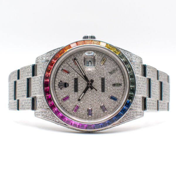 ROLEX DATEJUST 41 REF. 126300 RAINBOW AFTERMARKET DIAMONDS FULL SET