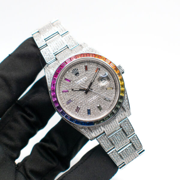 ROLEX DATEJUST 41 REF. 126300 RAINBOW AFTERMARKET DIAMONDS FULL SET - Image 2