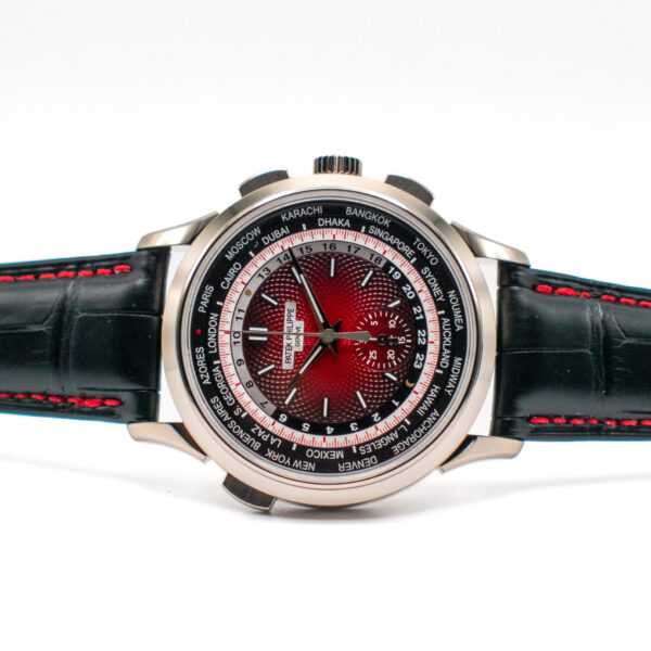 PATEK PHILIPPE WORLD TIME CHRONOGRAPH WHITE GOLD REF. 5930G RED SINGAPORE EDITION