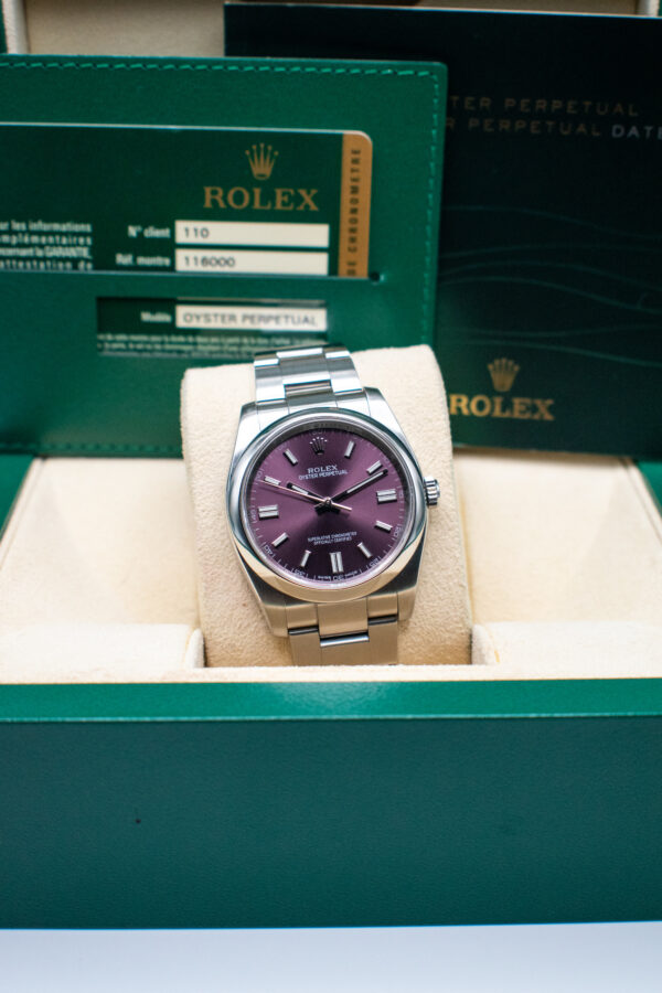 ROLEX OYSTER PERPETUAL 36 REF. 116000 GRAPE DIAL FULL SET - Image 6