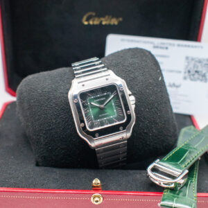 CARTIER SANTOS MEDIUM REF. WSSA0061 GREEN DIAL FULL SET