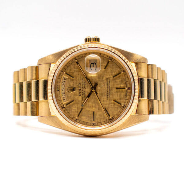 (VINTAGE) ROLEX DAY-DATE 36 REF. 18038 PRESIDENT YELLOW GOLD 18K LINEN DIAL