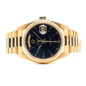 (VINTAGE) ROLEX DAY-DATE 36 REF. 18038 PRESIDENT YELLOW GOLD 18K BLACK DIAL WITH CERTIFICATE