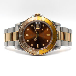 ROLEX GMT-MASTER II REF. 16753 STEEL/GOLD ROOTBEER CERTIFICATE