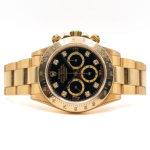 (VINTAGE) ROLEX DAYTONA ZENITH YELLOW GOLD REF. 16528 BLACK DIAMONDS DIAL FULL SET