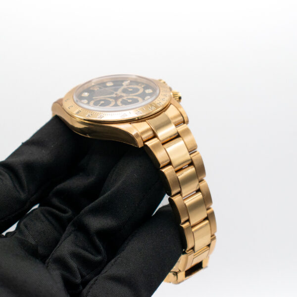 (VINTAGE) ROLEX DAYTONA ZENITH YELLOW GOLD REF. 16528 BLACK DIAMONDS DIAL FULL SET - Image 3