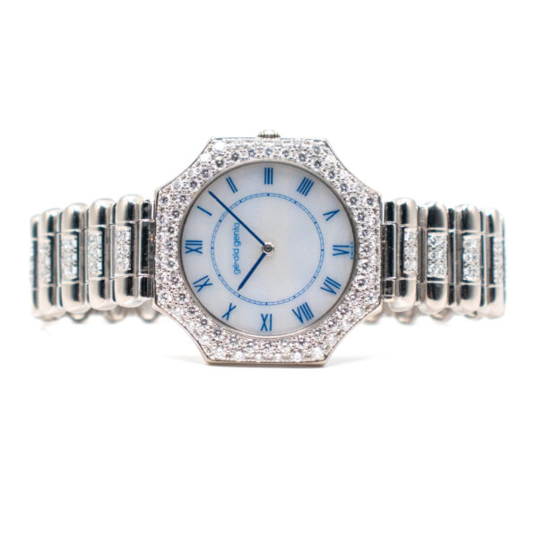 GERALD GENTA REF. G3042.7 WHITE GOLD MOP DIAL PAVE SET DIAMONDS