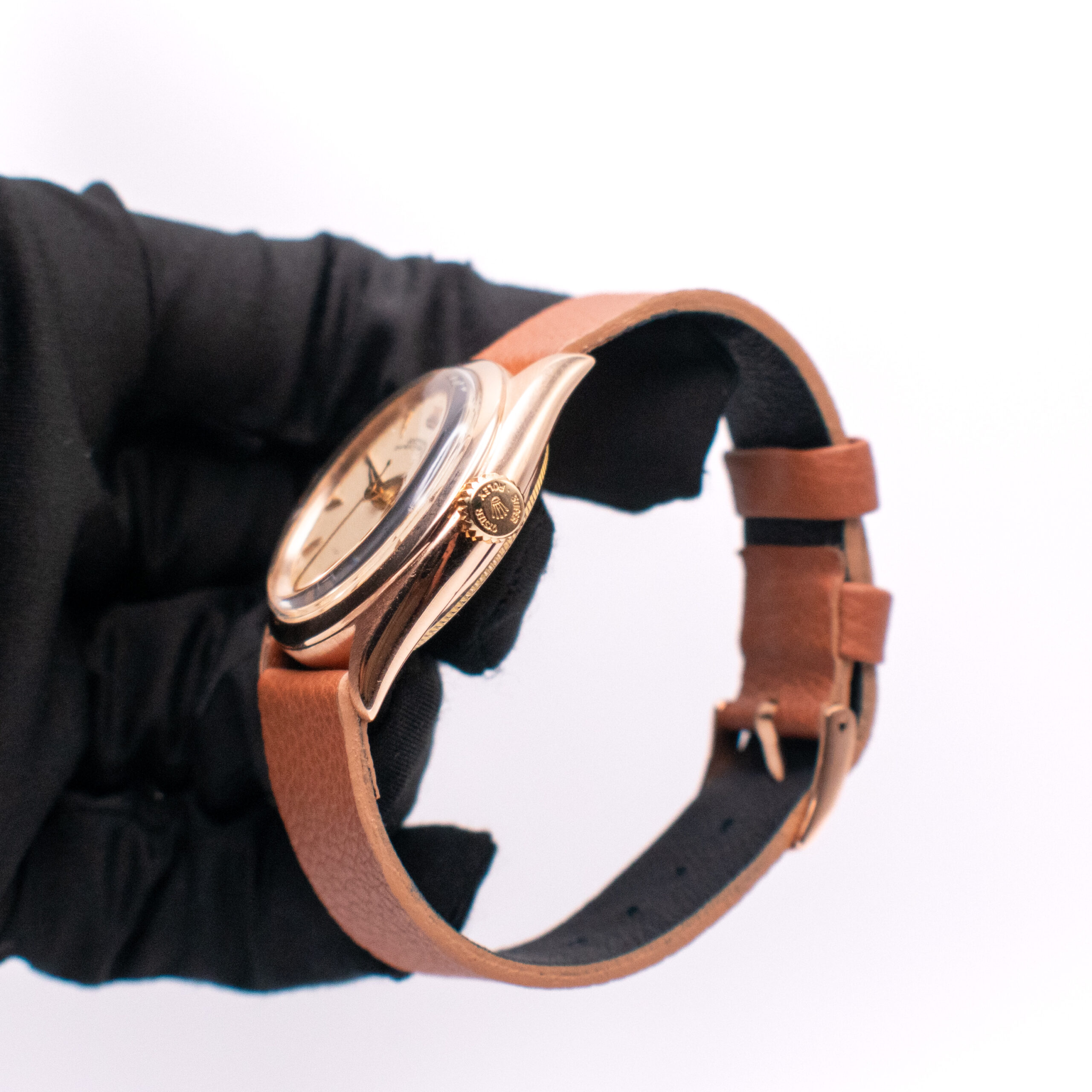 (VINTAGE) ROLEX OYSTER PERPETUAL 34 REF. 6084 "SEMI-BUBBLEBACK" ROSE GOLD - Image 4