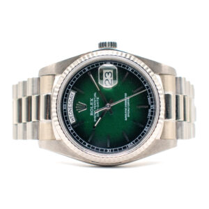 ROLEX DAY-DATE 36 REF. 18039 GREEN VIGNETTE DIAL WHITE GOLD 18K FULL SET