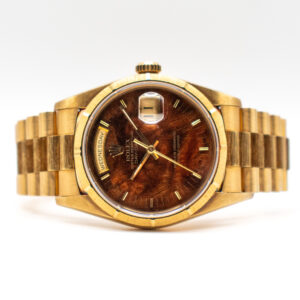 ROLEX DAY-DATE 36 REF. 18248 BARK FINISH WALNUT BURLWOOD DIAL