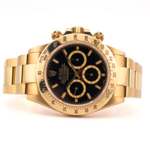 (VINTAGE) ROLEX DAYTONA ZENITH REF. 16528 YELLOW GOLD BLACK DIAL "INVERTED 6" FULL SET