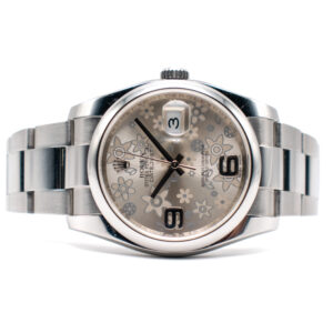 ROLEX DATEJUST 36. REF. 116200 OYSTER SILVER FLORAL DIAL FULL SET