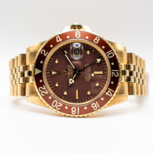 ROLEX GMT-MASTER ROOTBEER REF. 1675 YELLOW GOLD JUBILEE FULL SET