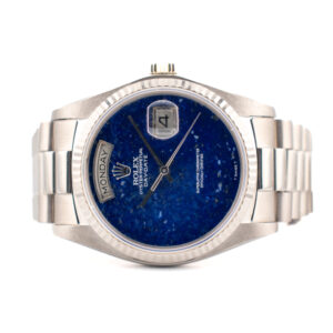 VERY RARE ROLEX DAY-DATE 36 REF. 18039 LAPIS WHITE GOLD FULL SET