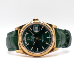 ROLEX DAY-DATE 36 GREEN DIAL REF. 118138 YELLOW GOLD FULL SET
