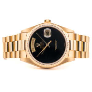ROLEX DAY-DATE 36 REF. 18038 ONYX DIAL YELLOW GOLD FULL SET