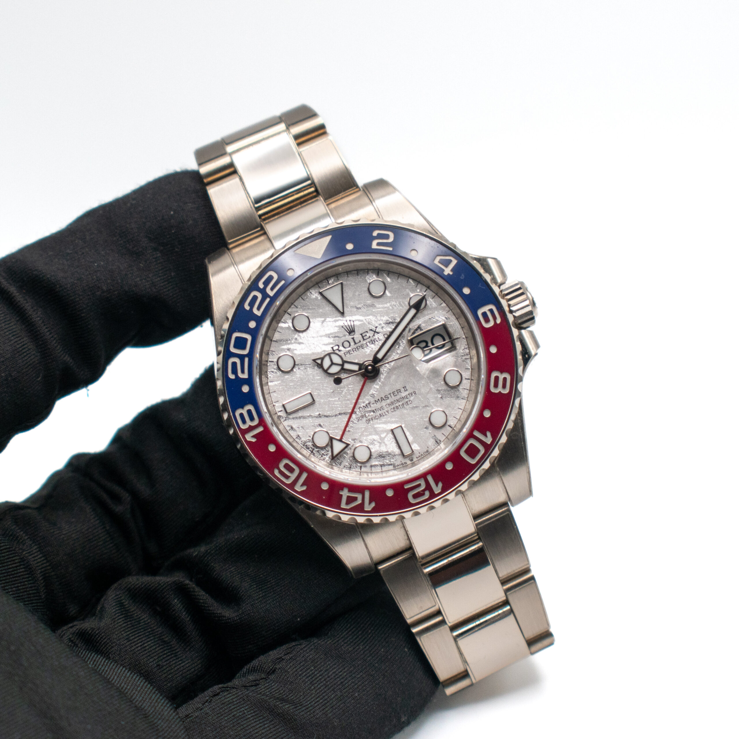 ROLEX GMT-MASTER II PEPSI WHITE GOLD REF. 126719BLRO METEORITE DIAL FULL SET - Image 2