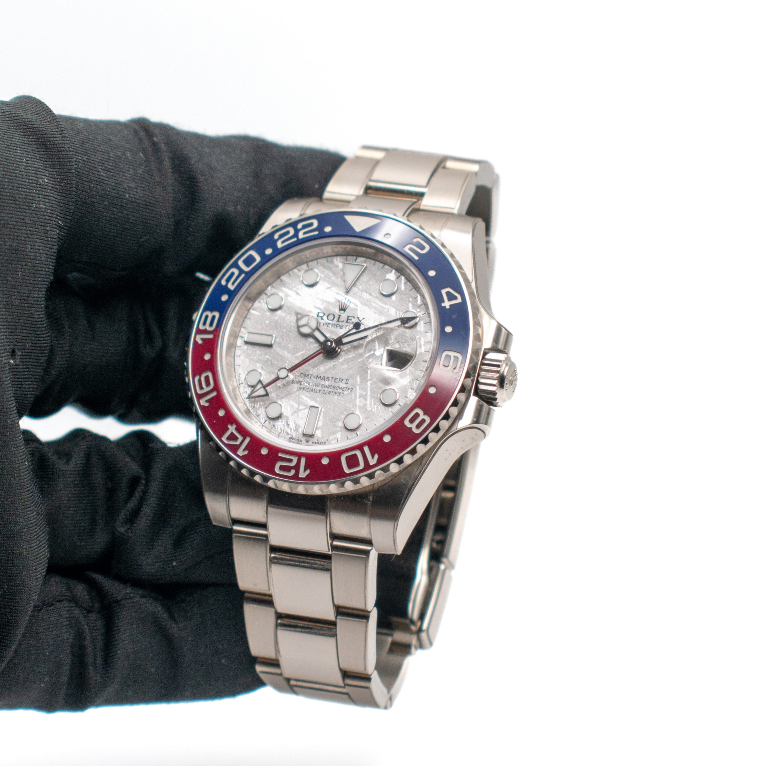 ROLEX GMT-MASTER II PEPSI WHITE GOLD REF. 126719BLRO METEORITE DIAL FULL SET - Image 4