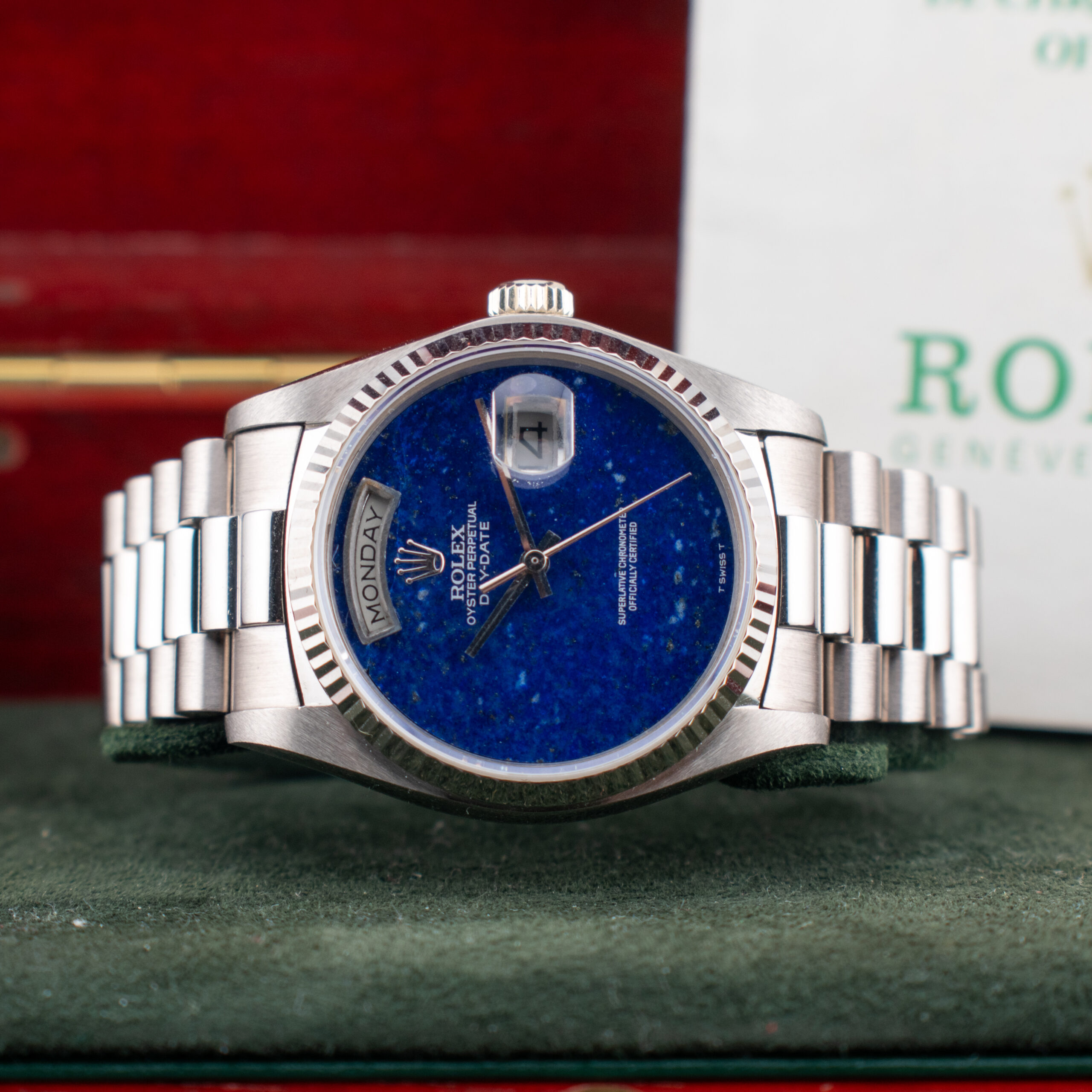 VERY RARE ROLEX DAY-DATE 36 REF. 18039 LAPIS WHITE GOLD FULL SET - Image 6