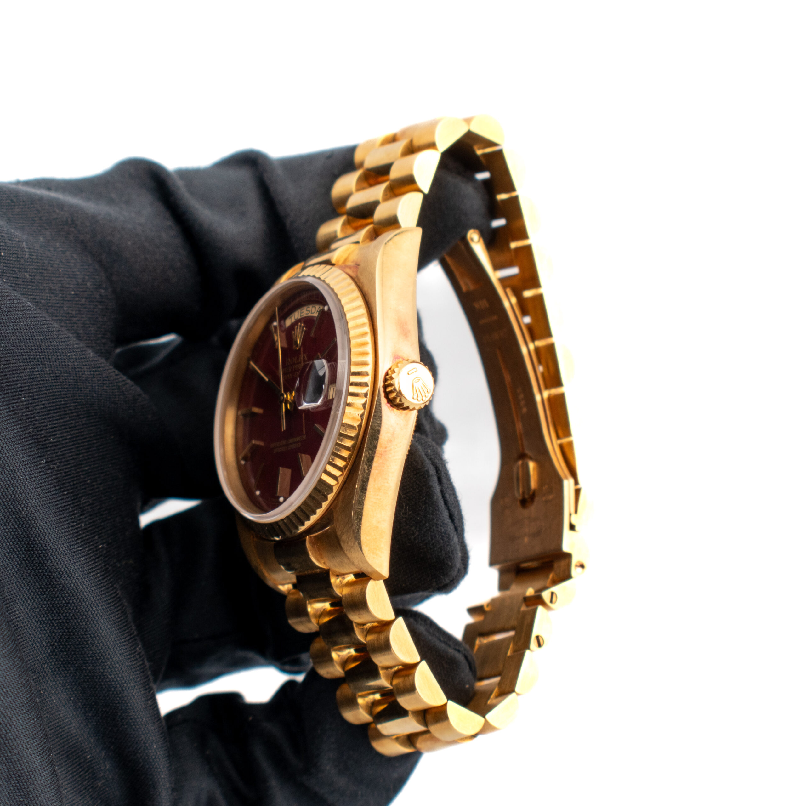 ROLEX DAY-DATE 36 REF. 18038 OXBLOOD STELLA DIAL YELLOW GOLD FULL SET - Image 5