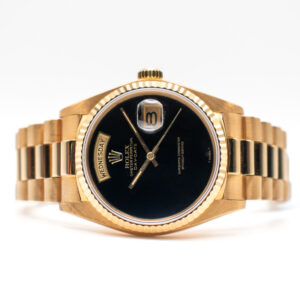 ROLEX DAY-DATE 36 REF. 18038 ONYX DIAL YELLOW GOLD FULL SET